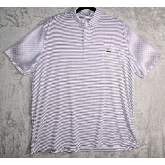 Lacoste Sport Polo Shirt - Men's XXL - Striped Purple & White 🐊 - Picture 16 of 16
